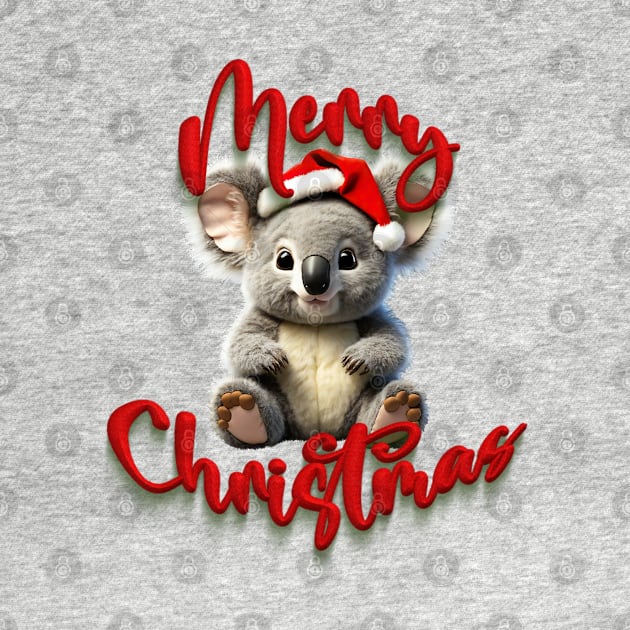 Merry Christmas Koala with A Xmas Santa Hat from Australia by Amanda Lucas